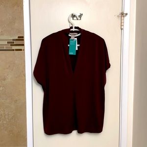 H&M Short Sleeve Blouse Rich Dark Brown
